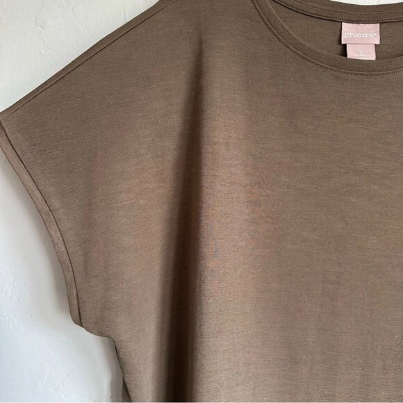 Chico's | Women's Short Dolman Sleeve Fall Olive Green Blouse Top - Picture 6 of 7